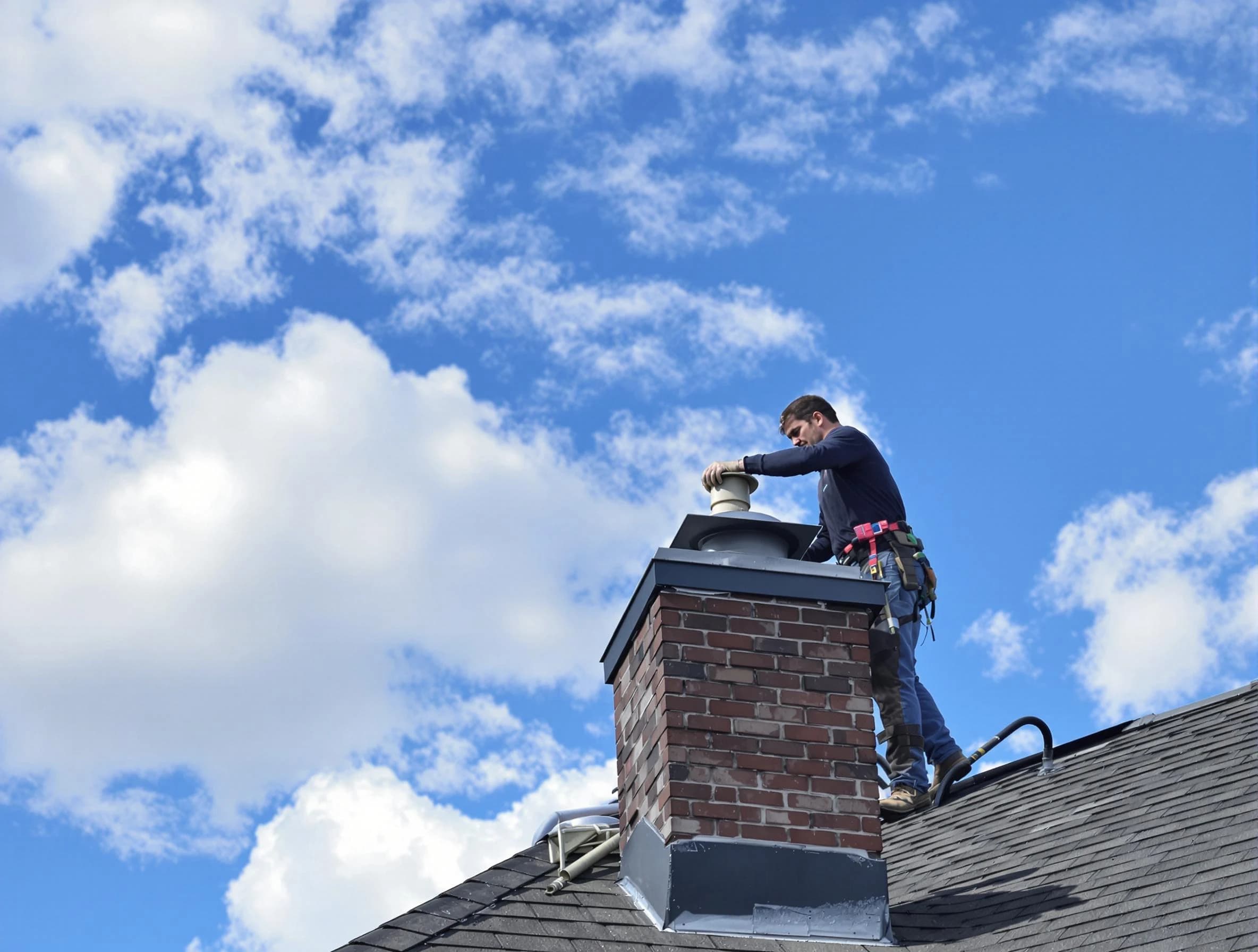 Johnston Chimney Sweep installing a sturdy chimney cap in Johnston, RI