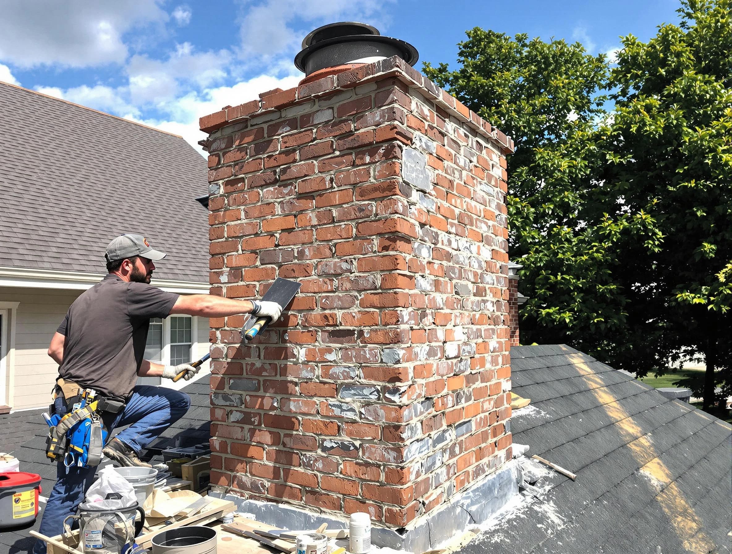 Completed chimney rebuild by Johnston Chimney Sweep in Johnston, RI