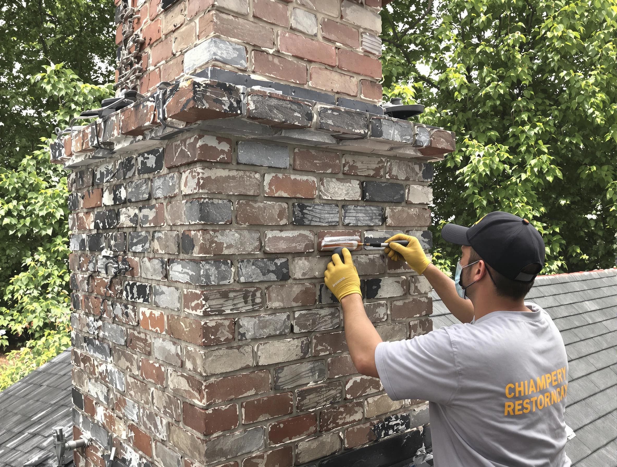 In-progress chimney restoration by Johnston Chimney Sweep in Johnston, RI