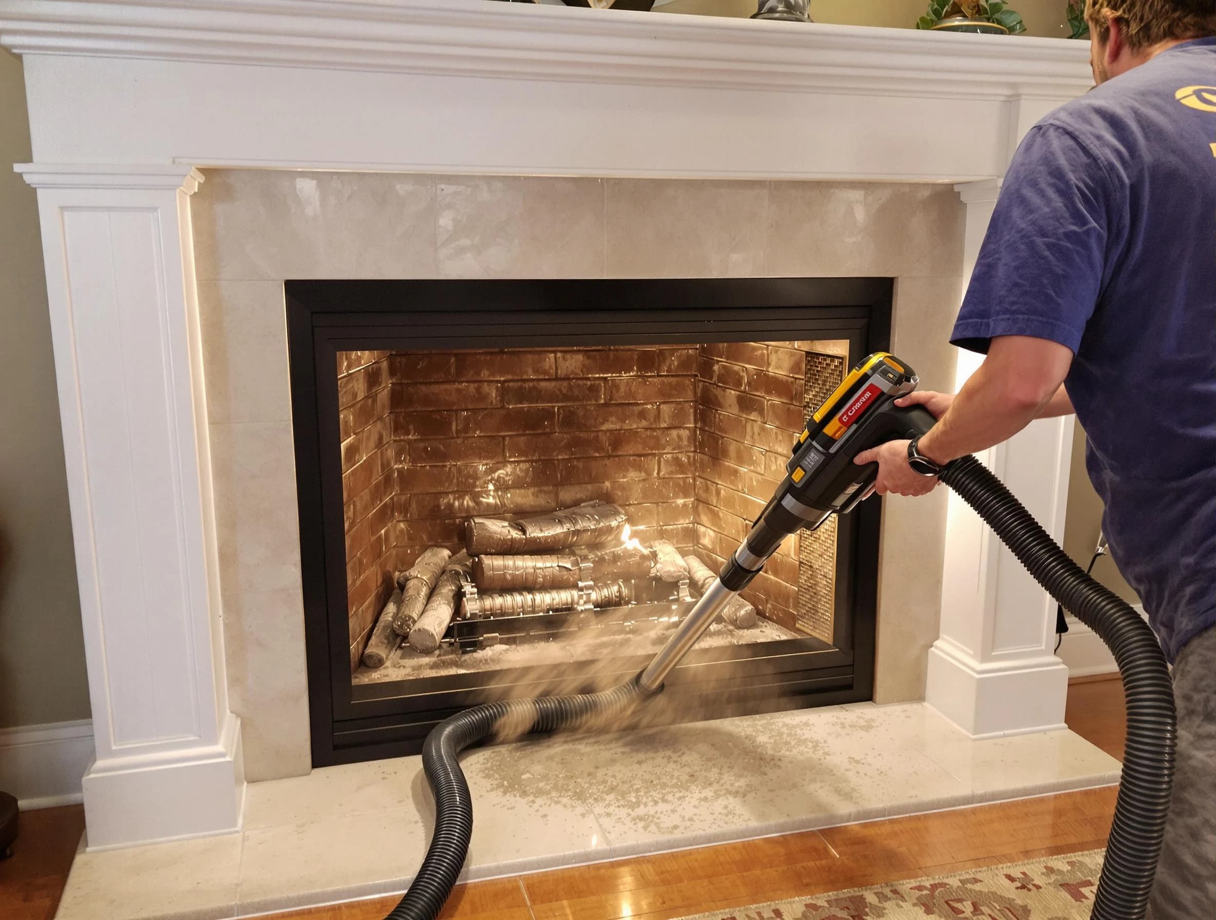 Fireplace cleaning performed by Johnston Chimney Sweep in Johnston, RI