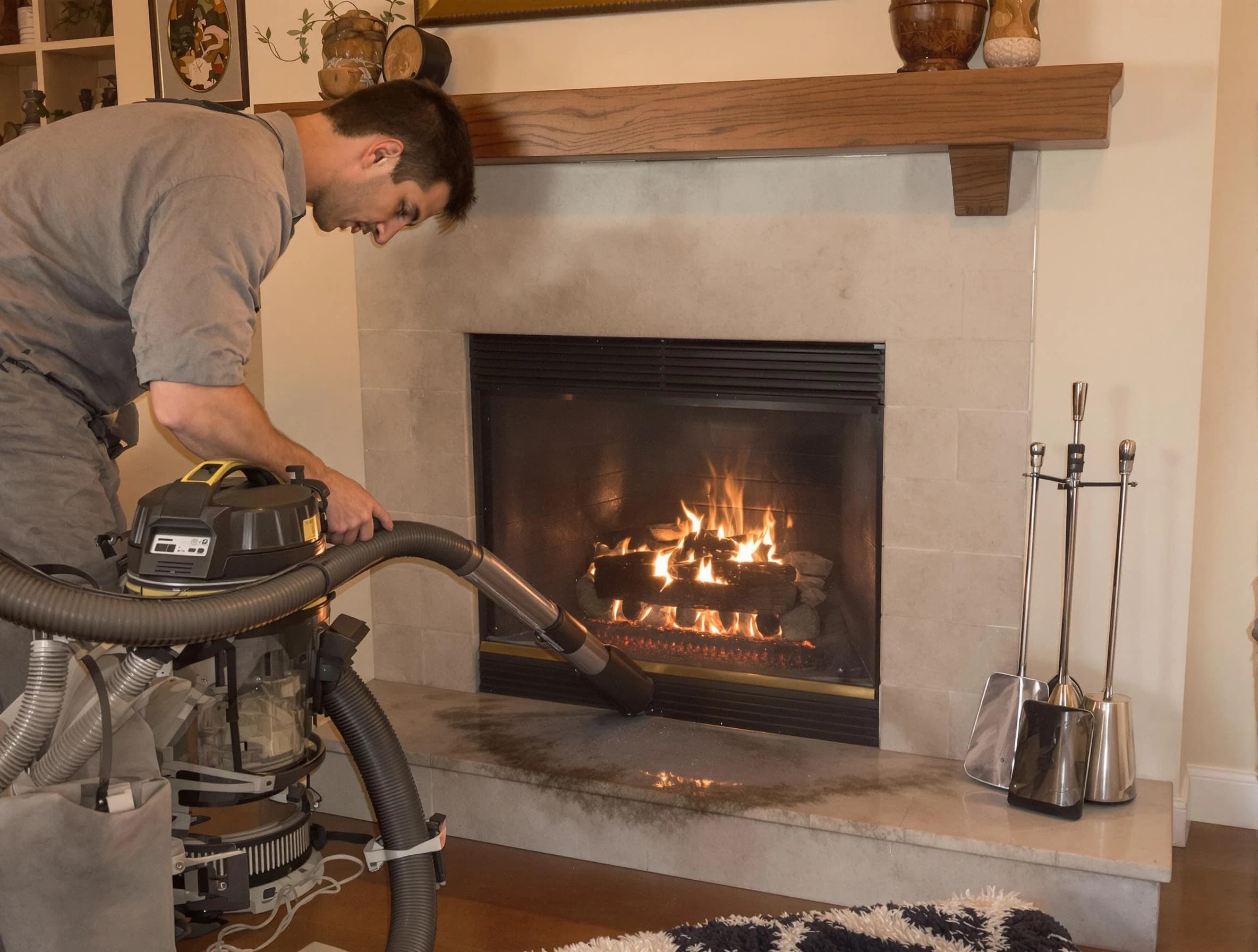 Routine fireplace upkeep by Johnston Chimney Sweep in Johnston, RI