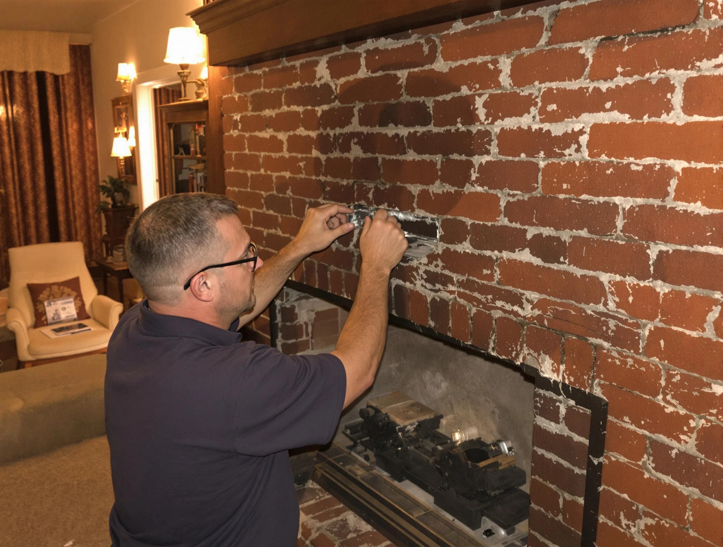Johnston Chimney Sweep expert fixing a fireplace in Johnston, RI