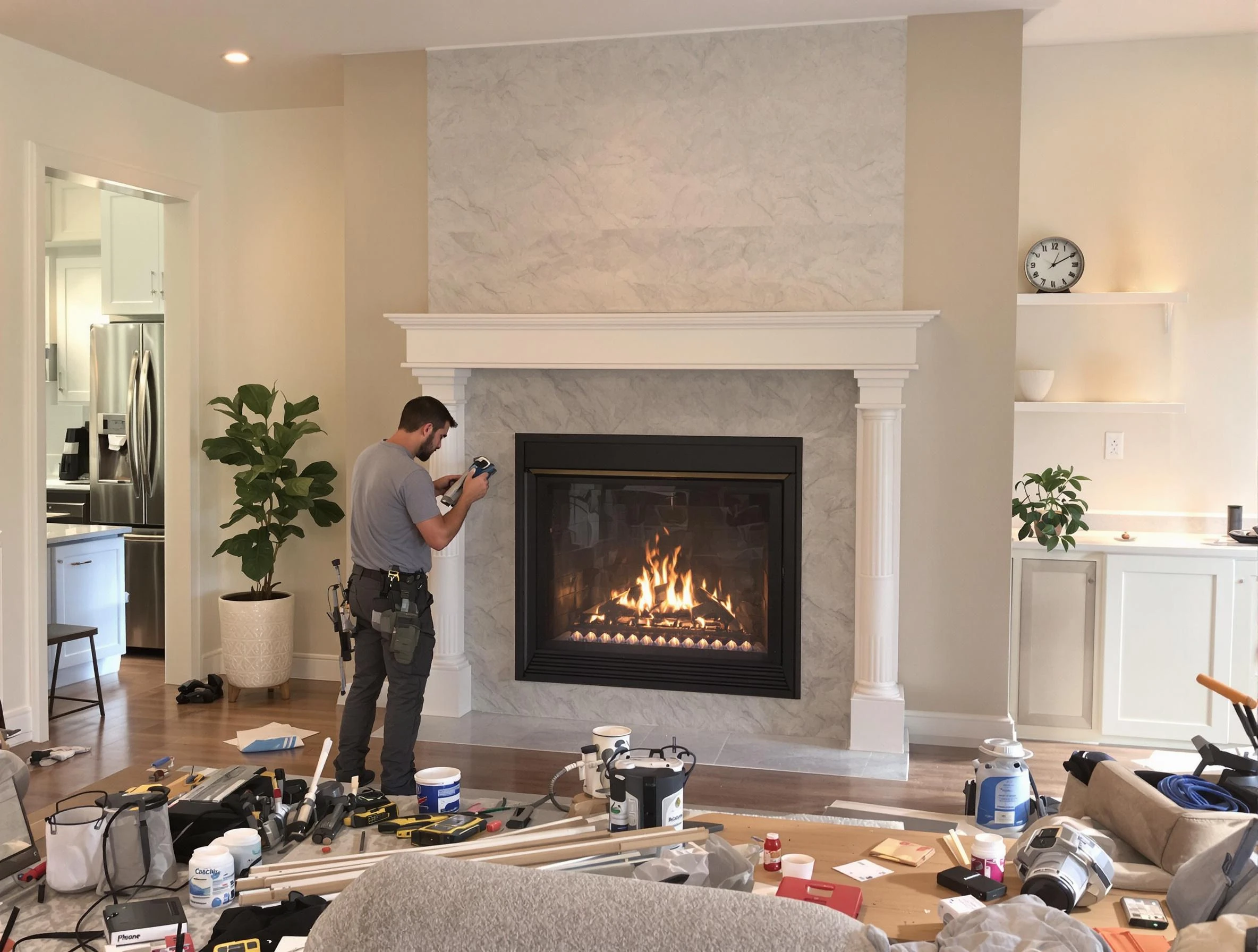 Newly installed fireplace by Johnston Chimney Sweep in Johnston, RI